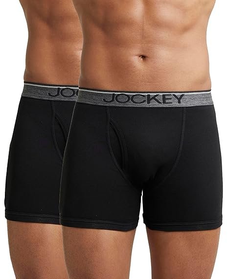 Jockey 8009 Men's Super Combed Cotton Rib Solid Boxer Brief with Ultrasoft Waistband (Pack of 2)